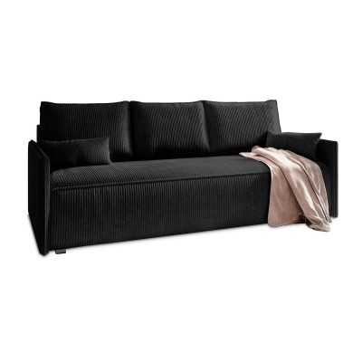 Masseno Sofa MESTOR mit Schlaffunktion und Bettkasten, Ausziehbares Bettsofa - Schwarz, POSO 135