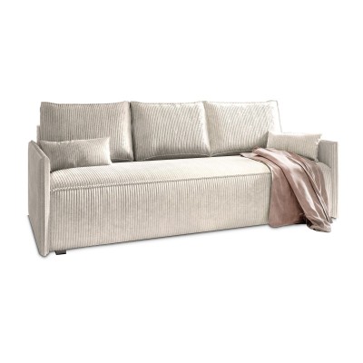 Masseno Sofa MESTOR mit Schlaffunktion und Bettkasten, Ausziehbares Bettsofa - Creme, POSO 100