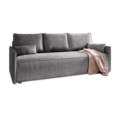 Masseno Sofa MESTOR mit Schlaffunktion und Bettkasten, Ausziehbares Bettsofa - Grau, POSO 60