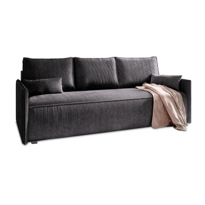 Masseno Sofa MESTOR mit Schlaffunktion und Bettkasten, Ausziehbares Bettsofa - Graphitfarben, POSO 34