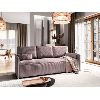 Masseno Sofa MESTOR mit Schlaffunktion und Bettkasten, Ausziehbares Bettsofa - Lila, POSO 130