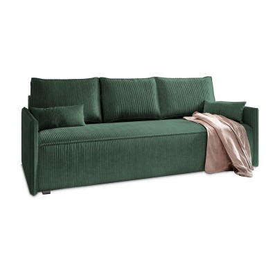 Masseno Sofa MESTOR mit Schlaffunktion und Bettkasten, Ausziehbares Bettsofa - Grün, POSO 14