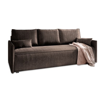 Masseno Sofa MESTOR mit Schlaffunktion und Bettkasten, Ausziehbares Bettsofa - Braun, POSO 06