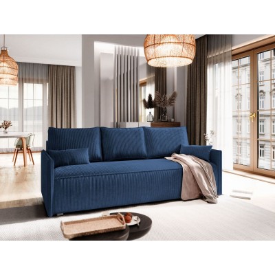 Masseno Sofa MESTOR mit Schlaffunktion und Bettkasten, Ausziehbares Bettsofa - Blau, POSO 05