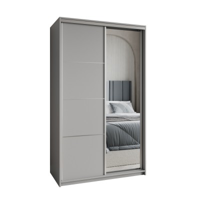 Masseno Schiebetürenschrank VARO 120/205/60cm 2-türig mit Spiegel Graphitfarben