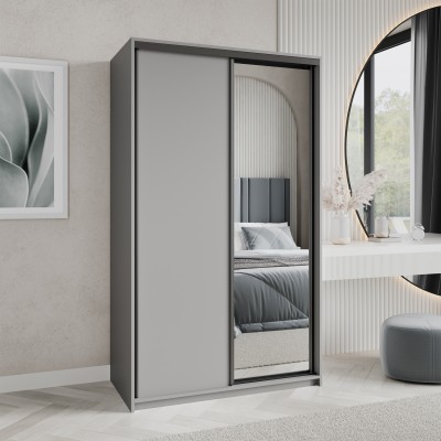 Masseno Schiebetürenschrank TAVI 120/205/60cm 2-türig mit Spiegel Graphitfarben