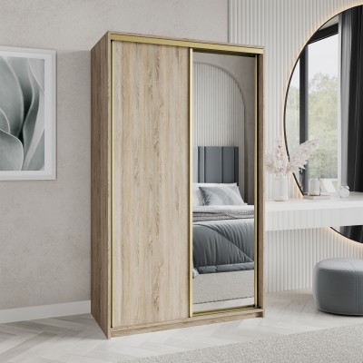 Szafa Przesuwna TAVI 120 cm z Lustrem Szafa Dwudrzwiowa z Szufladami