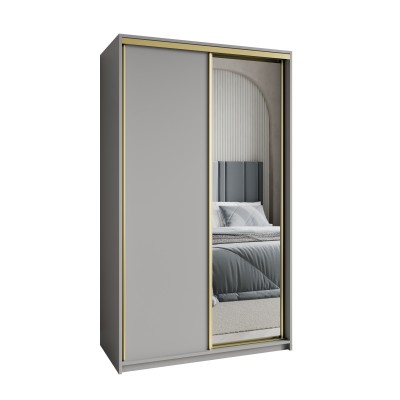 Szafa Przesuwna TAVI 120 cm z Lustrem Szafa Dwudrzwiowa z Szufladami