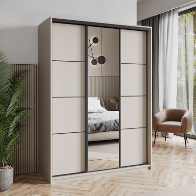 Szafa Przesuwna VARO 150 cm z Lustrem Szafa Trzydrzwiowa z Szufladami