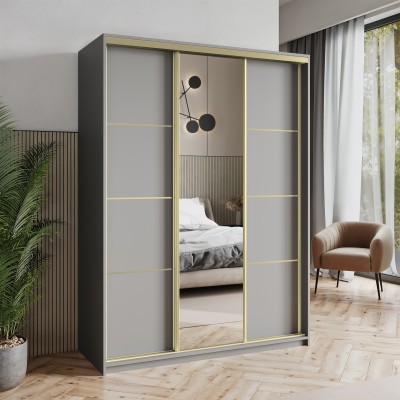 Szafa Przesuwna VARO 150 cm z Lustrem Szafa Trzydrzwiowa z Szufladami