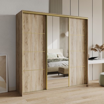 Szafa Przesuwna VARO 200 cm z Lustrem Szafa Trzydrzwiowa z Szufladami