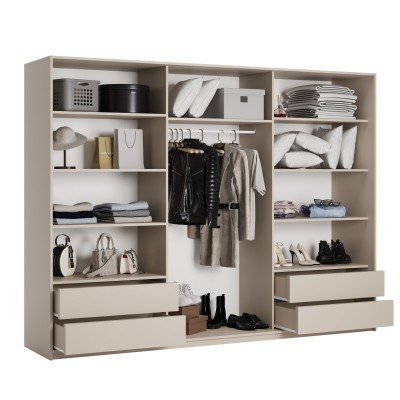 Szafa Przesuwna VARO 270 cm z Lustrem Szafa Trzydrzwiowa z Szufladami