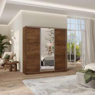 Szafa Przesuwna TARI 180 cm z Lustrem Szafa Trzydrzwiowa z Szufladami