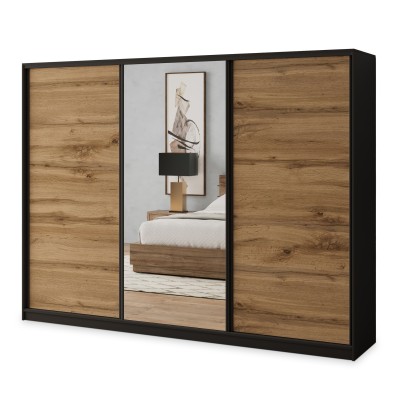 Szafa Przesuwna SORE 250 cm z Lustrem Szafa Trzydrzwiowa z Szufladami
