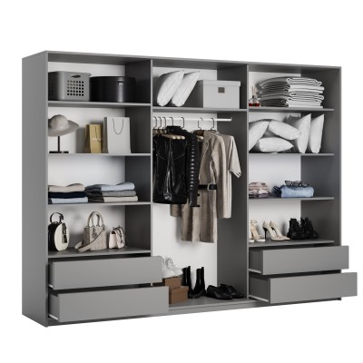 Szafa Przesuwna TAVI 250 cm z Lustrem Szafa Trzydrzwiowa z Szufladami