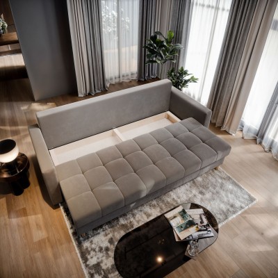 Praktischer Bettzeugbehälter im MILO Sofa