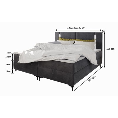 Boxspringbett ALBA – Plüsch-Stoff – Farbe: Casablanca 08