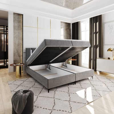 Boxspringbett ALBA – Plüsch-Stoff – Farbe: Casablanca 13