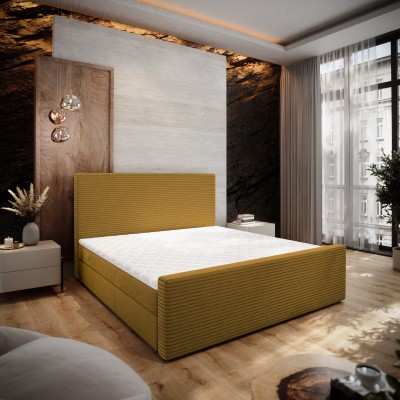 Boxspringbett ALORIA – Plüsch-Stoff – Farbe: Poso 01 + kronos 01