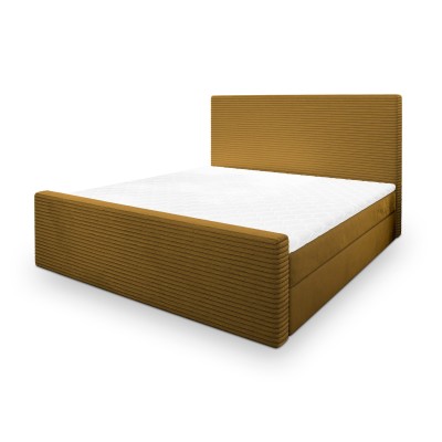 Masseno Boxspringbett ALORIA mit Bettkästen 140x200 cm - Gelb, POSO 01 + KRONOS 01