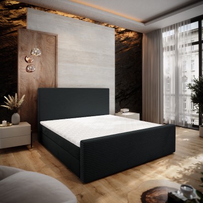 Masseno Boxspringbett ALORIA mit Bettkästen 140x200 cm - Schwarz, POSO 135 + KRONOS 07