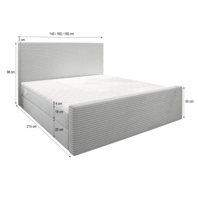 Boxspringbett ALORIA – Plüsch-Stoff – Farbe: Poso 14 + kronos 14