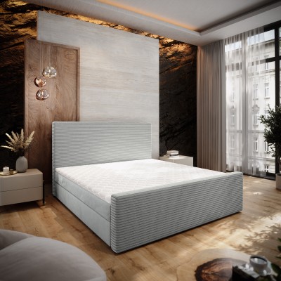 Boxspringbett ALORIA – Plüsch-Stoff – Farbe: Poso 55 + paros 05