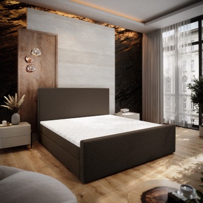 Boxspringbett ALORIA – Plüsch-Stoff – Farbe: Poso 06 + kronos 06