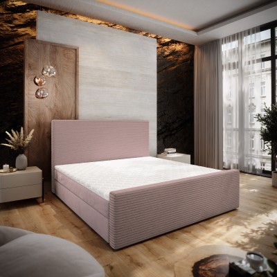 Boxspringbett ALORIA – Plüsch-Stoff – Farbe: Poso 27 + kronos 27