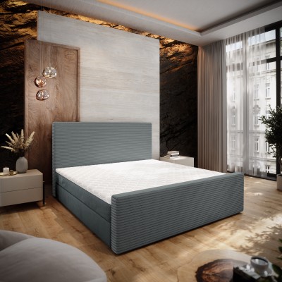 Boxspringbett ALORIA – Plüsch-Stoff – Farbe: Poso 60 + paros 06