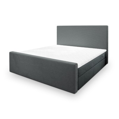 Boxspringbett ALORIA – Plüsch-Stoff – Farbe: Poso 60 + paros 06