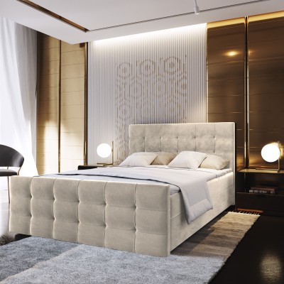 Boxspringbett AMON – Geflochtener Stoff – Farbe: Cosmic 10