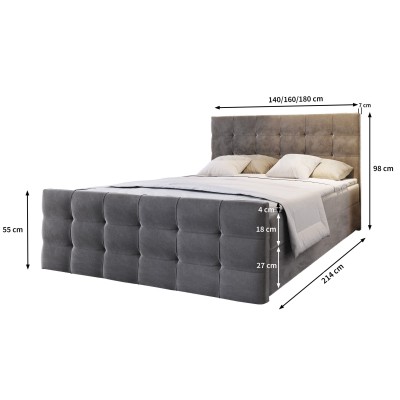 Boxspringbett AMON – Geflochtener Stoff – Farbe: Cosmic 10