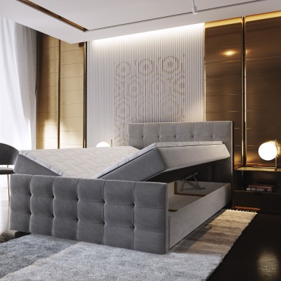 Boxspringbett AMON – Geflochtener Stoff – Farbe: Cosmic 160