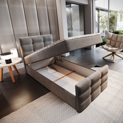 Boxspringbett AMON – Geflochtener Stoff – Farbe: Cosmic 100