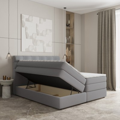 Boxspringbett AREZI – Geflochtener Stoff – Farbe: Soro 21