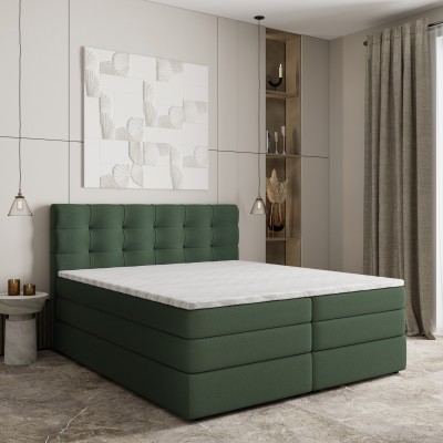 Boxspringbett AREZI – Geflochtener Stoff – Farbe: Soro 72