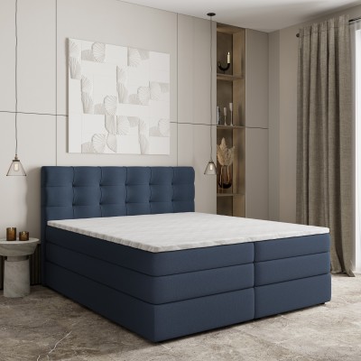 Boxspringbett AREZI – Geflochtener Stoff – Farbe: Soro 76