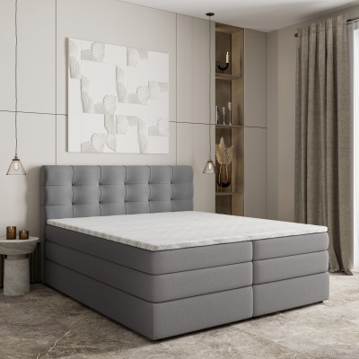 Boxspringbett AREZI – Geflochtener Stoff – Farbe: Soro 90