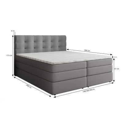 Boxspringbett AREZI – Geflochtener Stoff – Farbe: Soro 28