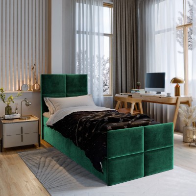 Boxspringbett ARIEL – Plüsch-Stoff – Farbe: Kronos 19