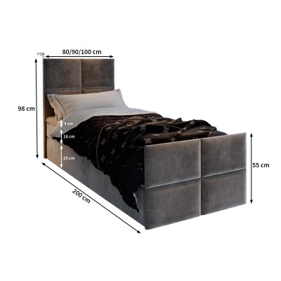 Boxspringbett ARIEL – Plüsch-Stoff – Farbe: Kronos 27