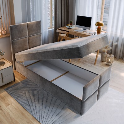 Boxspringbett ARIEL – Plüsch-Stoff – Farbe: Kronos 27