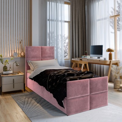 Boxspringbett ARIEL – Plüsch-Stoff – Farbe: Kronos 27