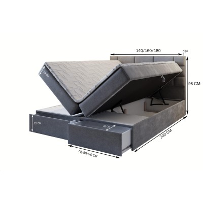 Boxspringbett ARINOS – Geflochtener Stoff – Farbe: Inari 91