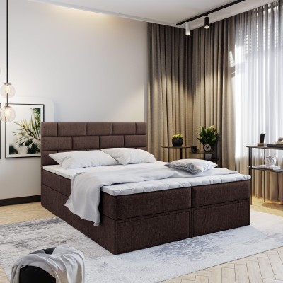 Boxspringbett ARINOS – Geflochtener Stoff – Farbe: Inari 24