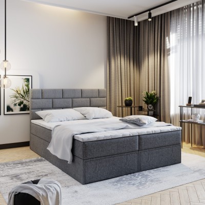 Boxspringbett ARINOS – Geflochtener Stoff – Farbe: Inari 96