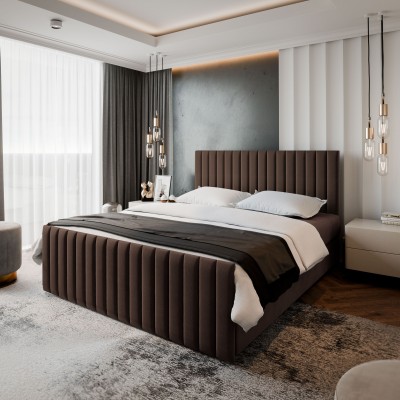 Boxspringbett ARION – Plüsch-Stoff – Farbe: Kronos 06