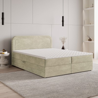 Boxspringbett ARMEL – Velours-Stoff – Farbe: Monolith 04