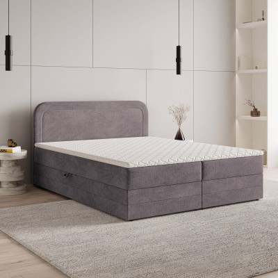 Boxspringbett ARMEL – Velours-Stoff – Farbe: Monolith 62